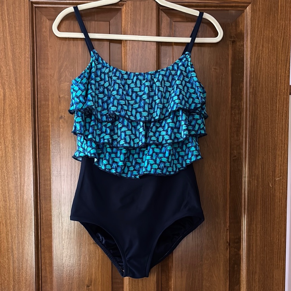 Women’s Swim Ruffle One-Piece Swimsuit - Blue